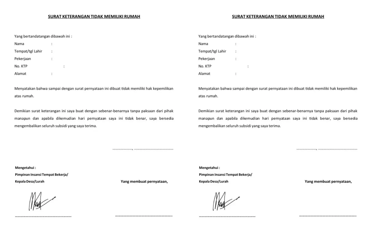 Syarat dan Contoh Surat Keterangan Belum Memiliki Rumah untuk Pengajuan KPR