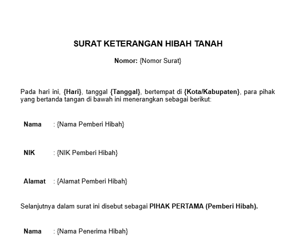 Penjelasan dan Contoh Surat Hibah Tanah yang Benar (Word dan PDF)
