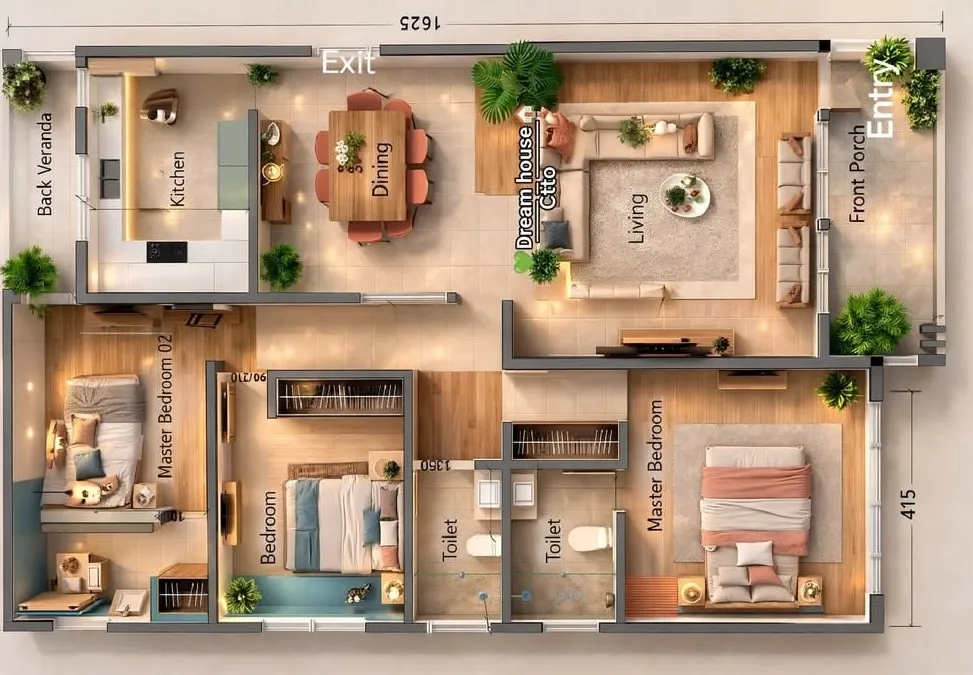 13 Denah Rumah Minimalis 3 Kamar yang Simpel dan Estetik