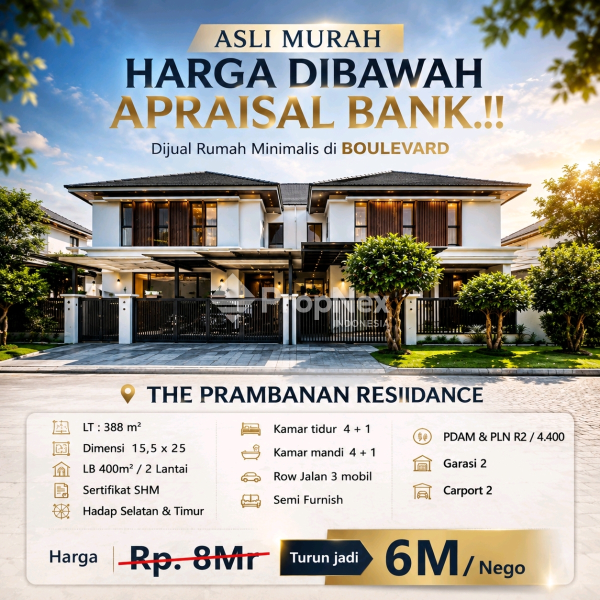 MURAH UNDER APPRAISAL MINIMALIS PRAMBANAN RESIDENCE MAINROAD
