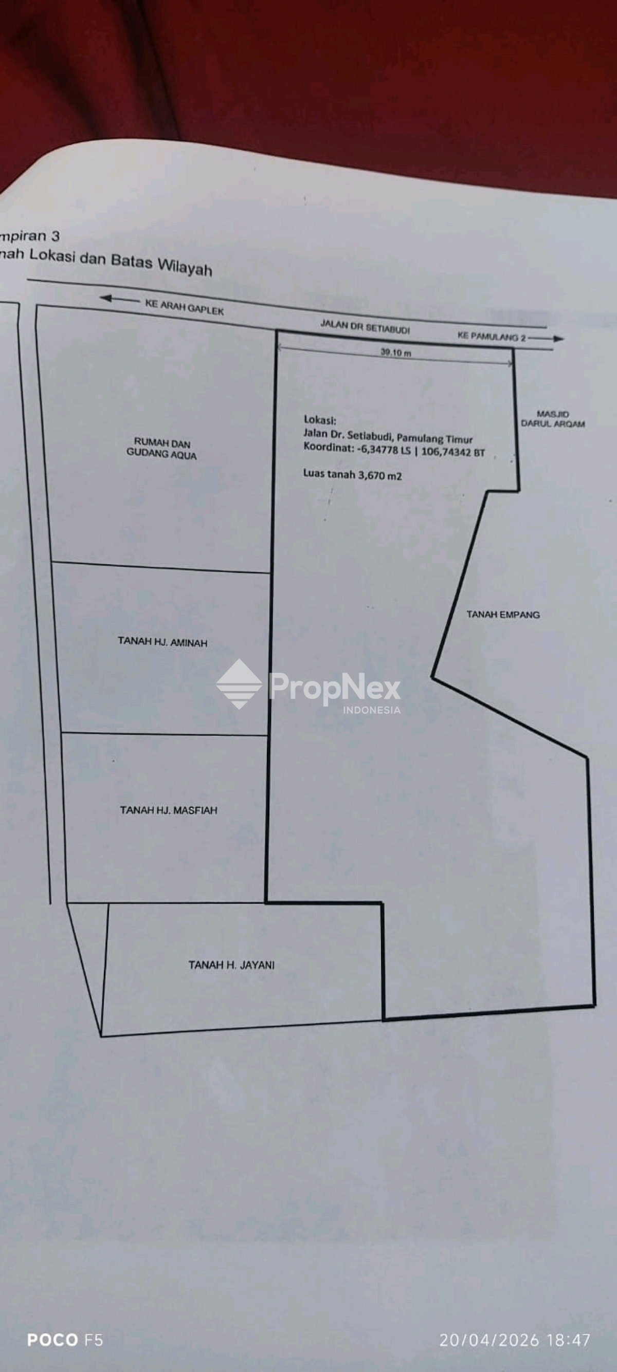 Tanah Strategis Pamulang Tangerang Selatan Luas 3670m — foto 2